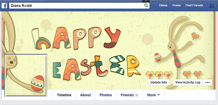 Facebook cover - Easter retro design, made by Diana Roald 03-16